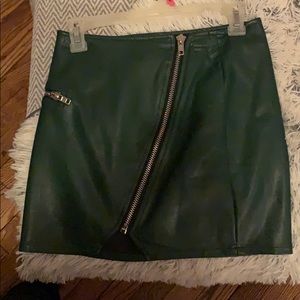 Green leather skirt